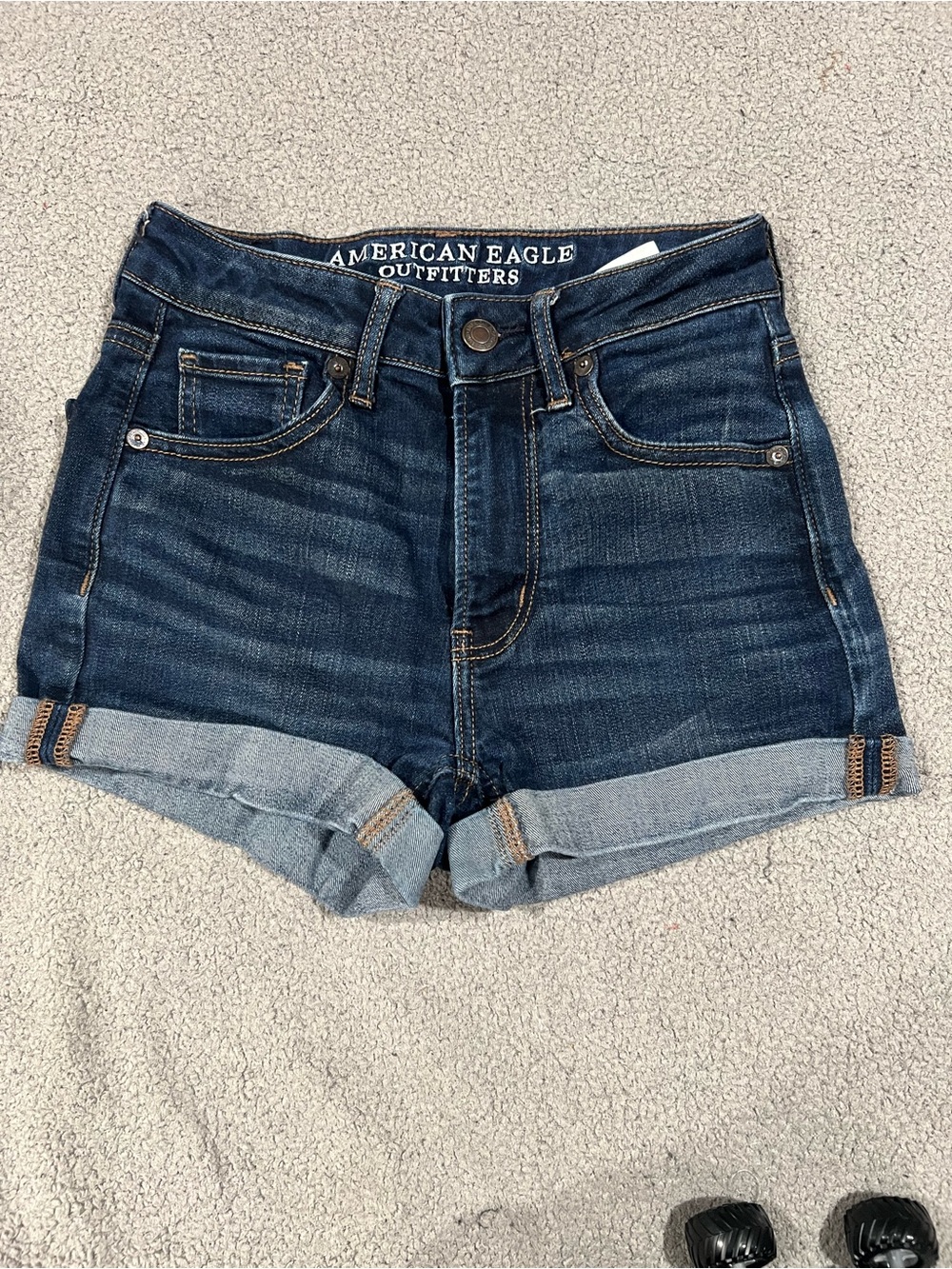 American Eagle Outfitters Dark Blue Rolled Cuff Denim Shorts